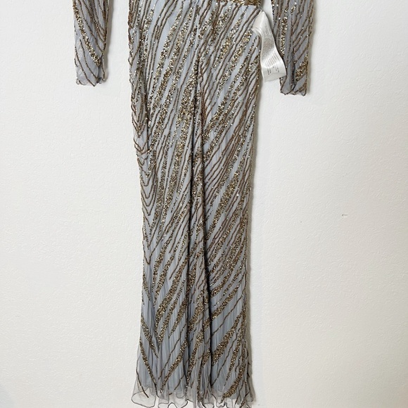 Mac Duggal Beaded Long Sleeve Tulle Column Gown - Picture 6 of 8